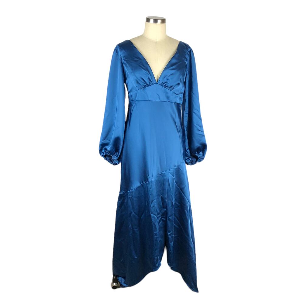 LOVELY Dress Teagan Puff Sleeve Asymmetrical Drop Waist High-Low Slip Dress 8